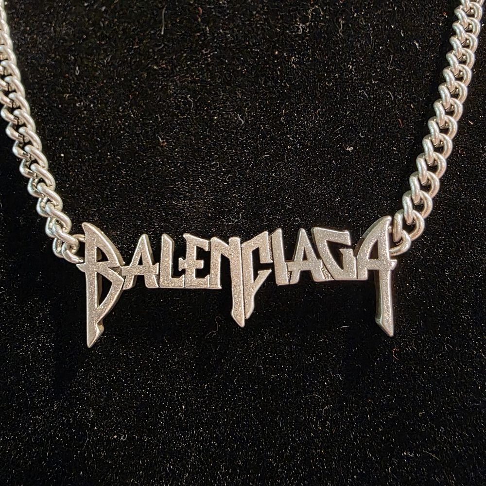 Balenciaga Silver Logo Necklace - Picture 2 of 6